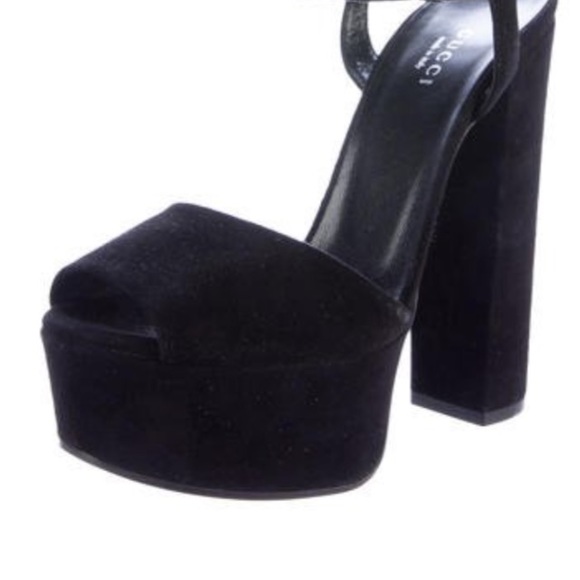 NWOB GUCCI CLAUDIE BLACK SUEDE PLATFORM SANDAL - Picture 4 of 7